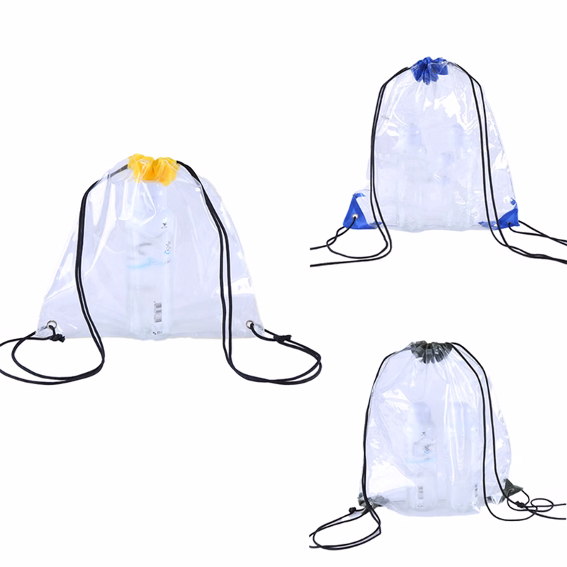 MOQ100 Clear PVC Drawstring Bag