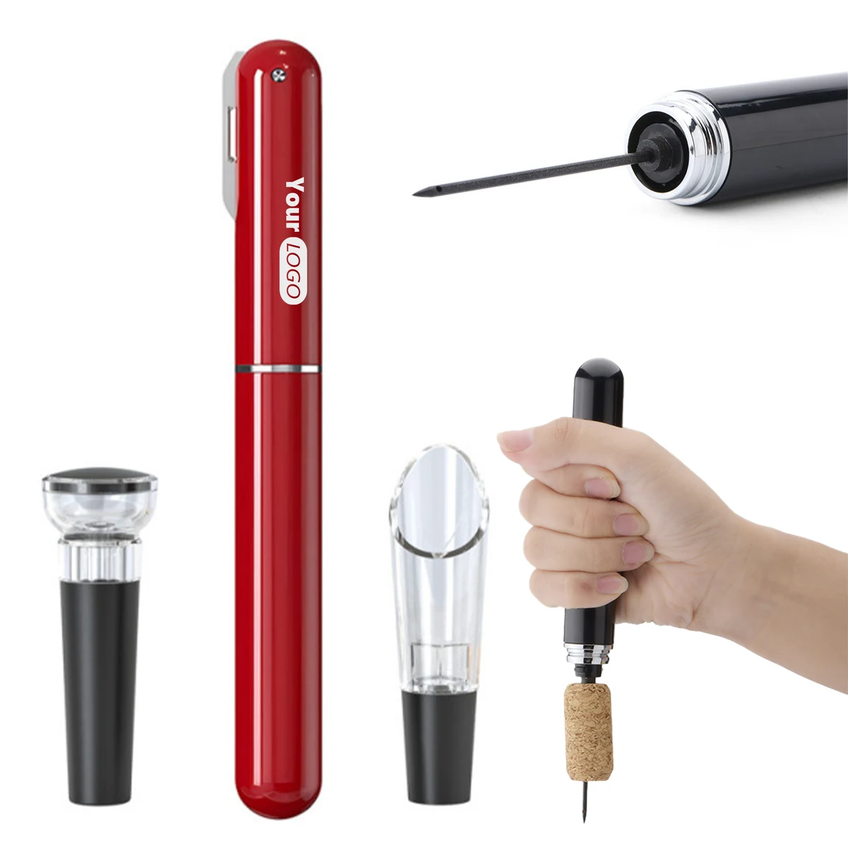 Abs Elegant Wine Tool Set ?C Corkscrew, Stopper, And Pourer In A Compact Design 1