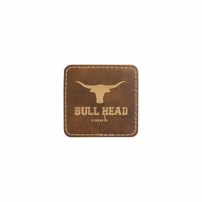 2" Rustic/Gold Leatherette Square Patch with Adhesive