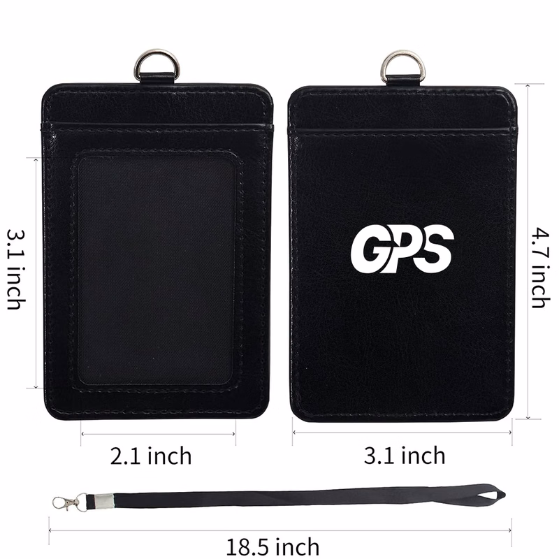 4 5/8 " Lanyard Leather Card Holder