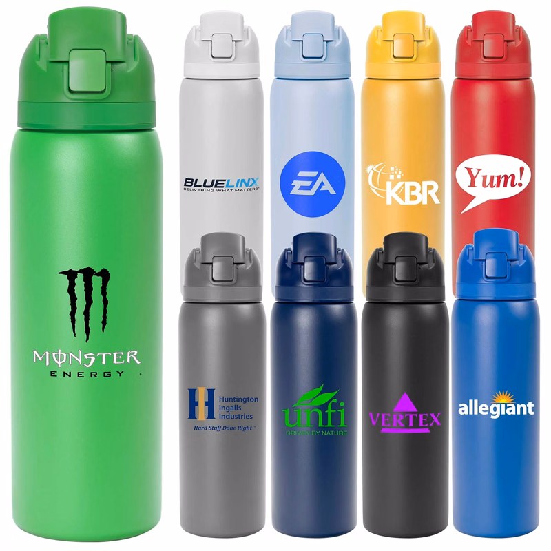 Solid 27oz. Stainless Steel Pop Straw Bottle