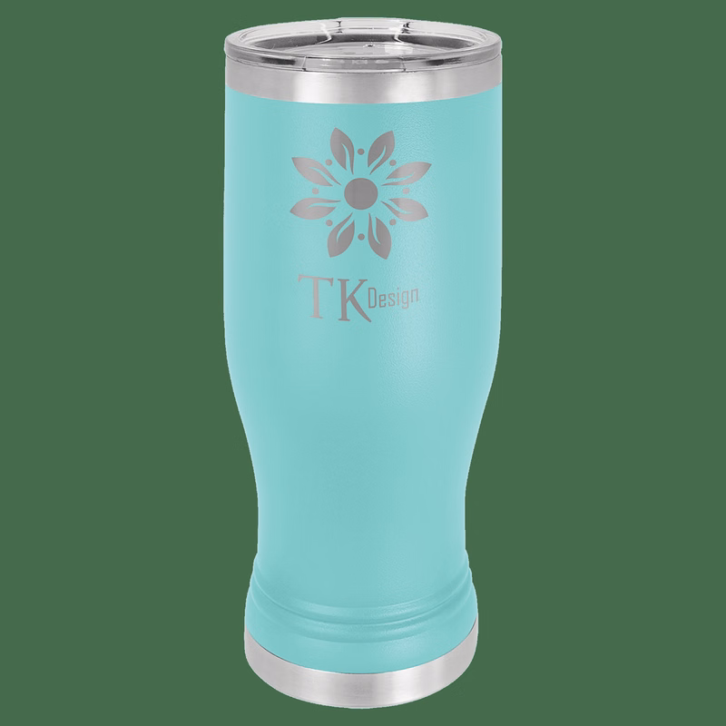 20 oz. Teal Laser Engraved Polar Camel Pilsner Tumbler w/Clear Lid