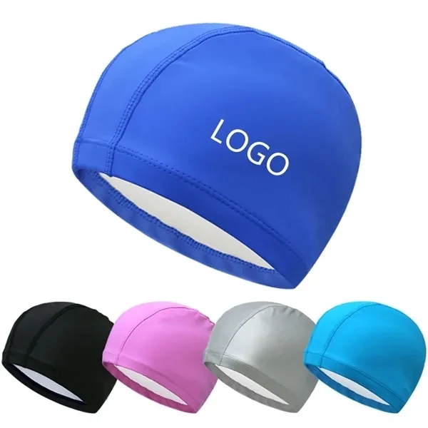 Custom logo PU Coating Swimming Cap 1