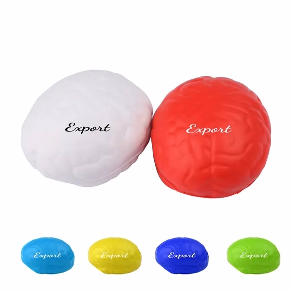 Custom Brain-Shaped PU Stress Ball 2.75 Inches — Office Wellness & Anxiety Relief
