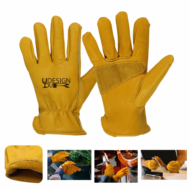 Custom Heavy Duty Gardening Leather Work Safety Gloves