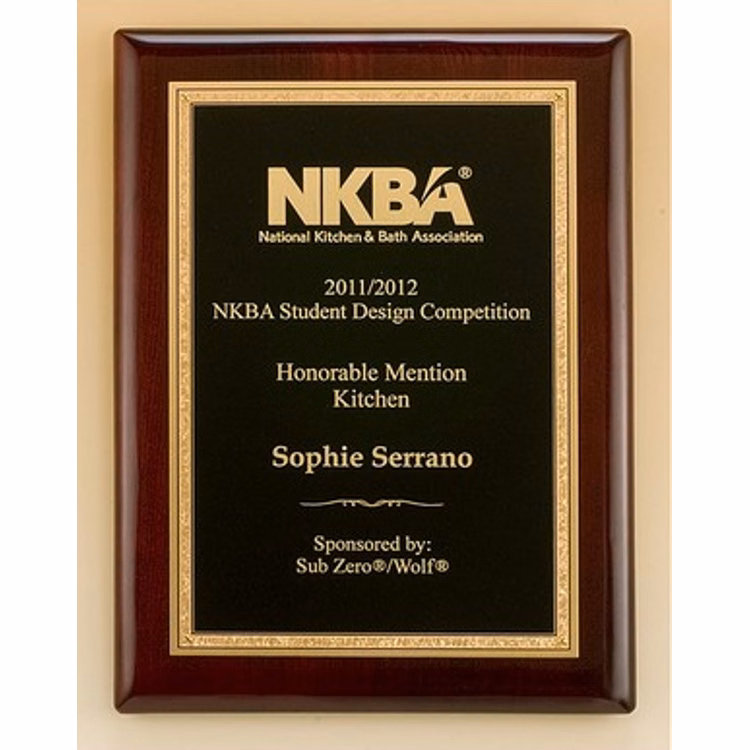 Rosewood Piano-Finish Plaque with Black Centered Plate 11" x 14" Award