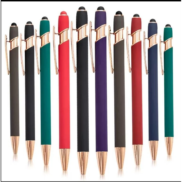 Soft Touch Ballpoint Pen with Rose Gold Accent 1