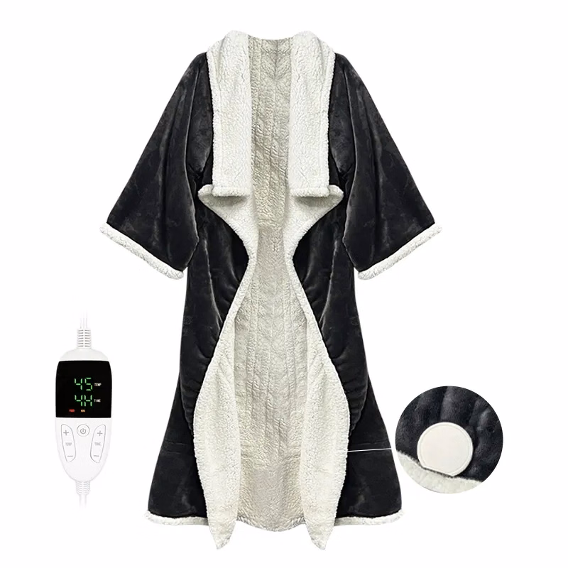 Sherpa Berber Fleece Electric Blanket Heated Poncho Wrap