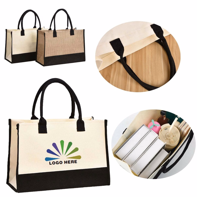 Ready-to-Ship Blank Color-Block Canvas Tote