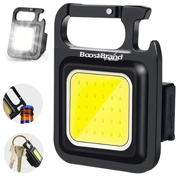 Custom Compact COB LED Keychain Flashlight with Carabiner — Portable Emergency Light Promo 1