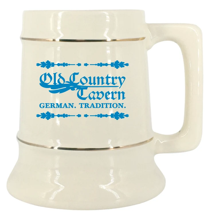 28 oz. Natural Stein Mug with Gold Bands 1
