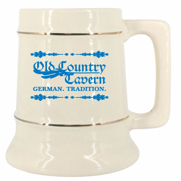 28 oz. Natural Stein Mug with Gold Bands
