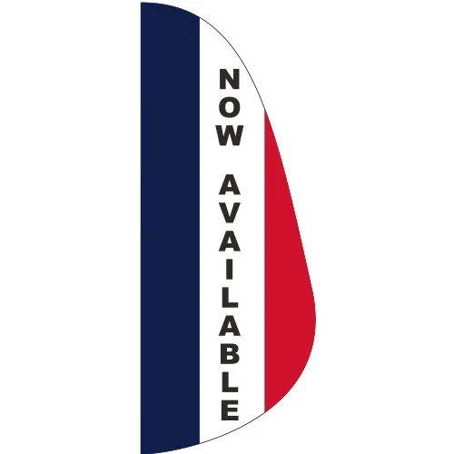 "NOW AVAILABLE" 3' x 8' Message Feather Flag 1