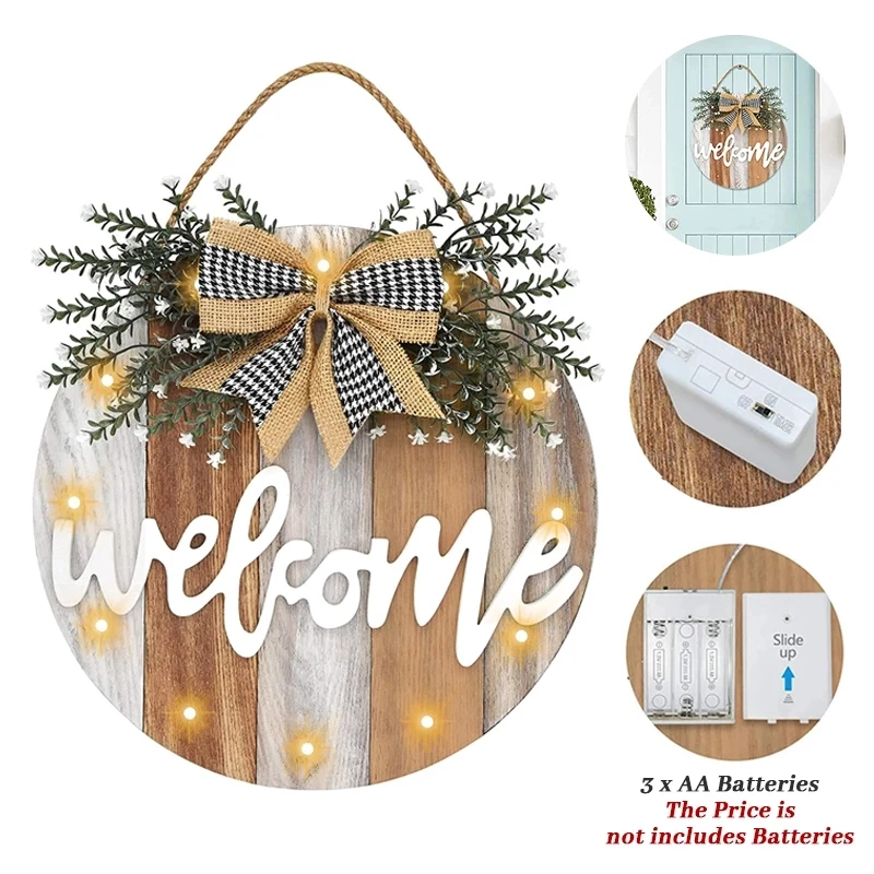 Wooden Welcome LED Door Sign 1