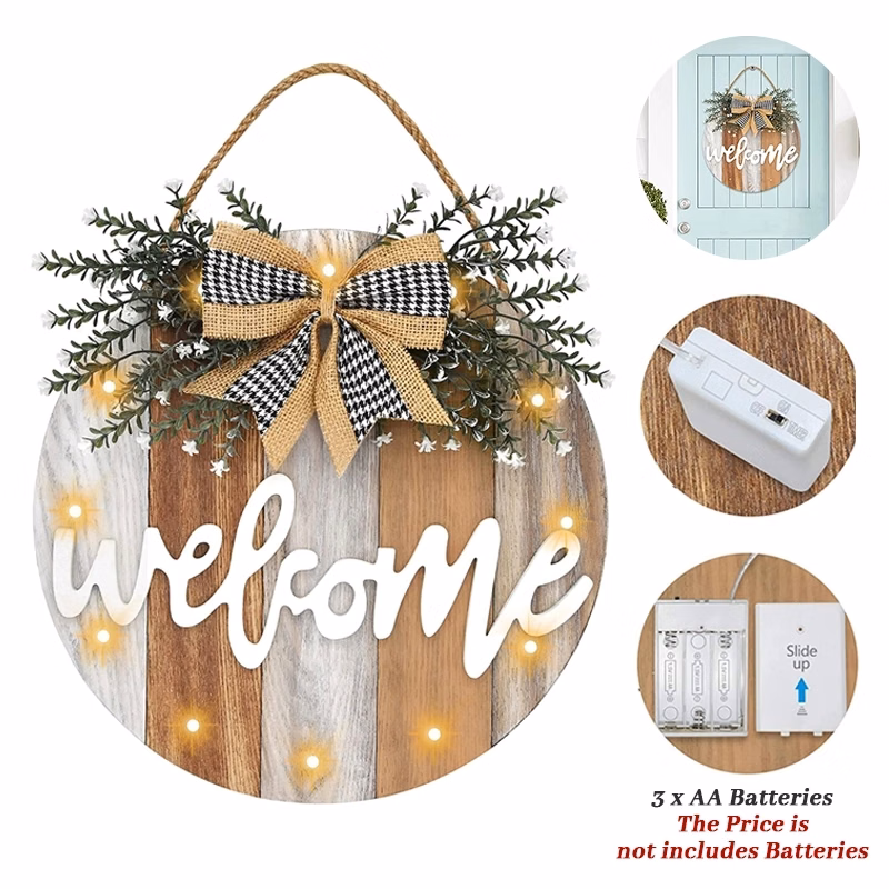 Wooden Welcome LED Door Sign
