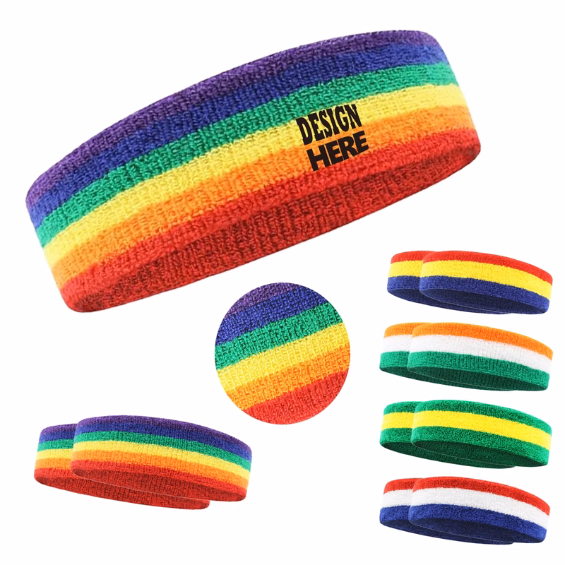 MOQ20 Pride Rainbow Sweatband Sports Headband Sweat Band
