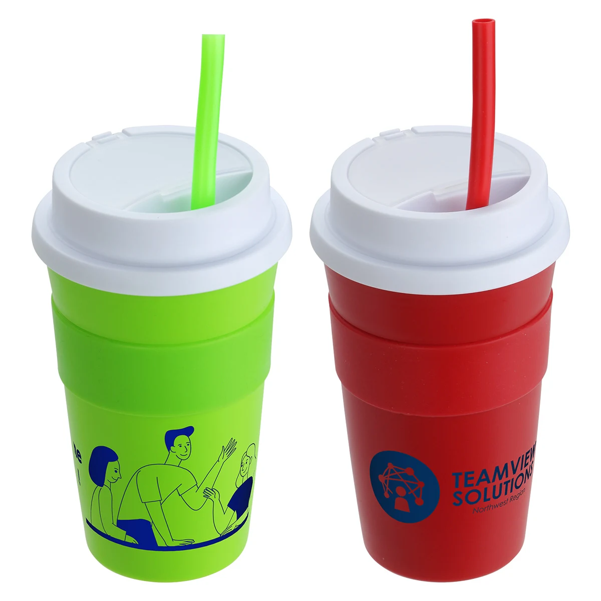 Bistro 14 oz Coffee Cup with Silicone Sleeve + Straw 1