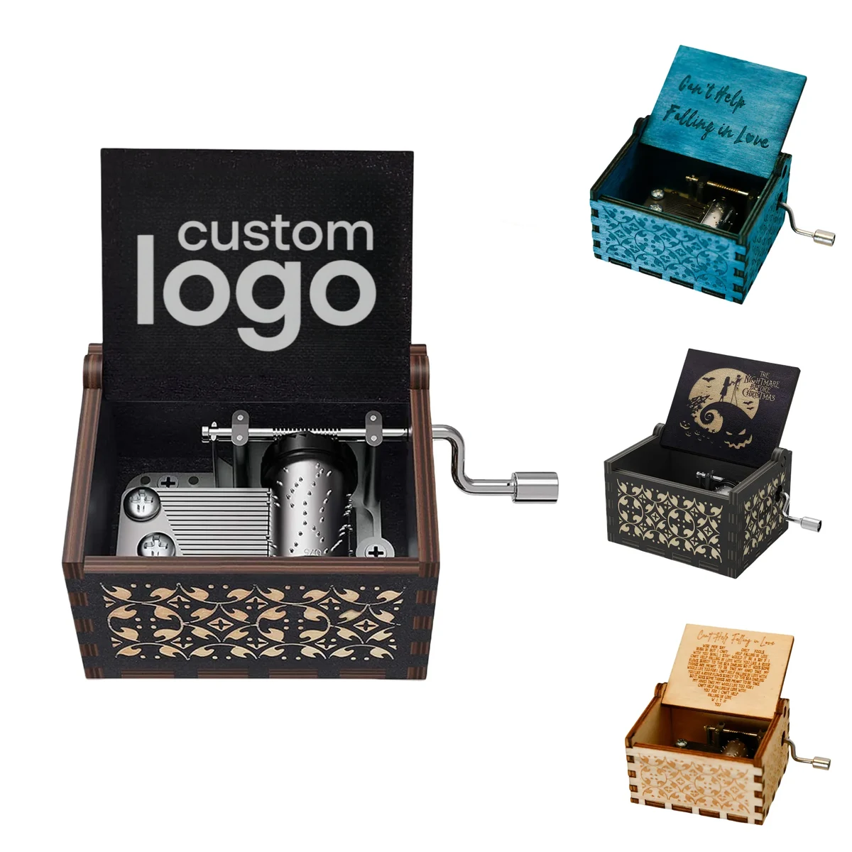 Wooden Hand - Crank Music Box Custom Logos Memorial Events 1