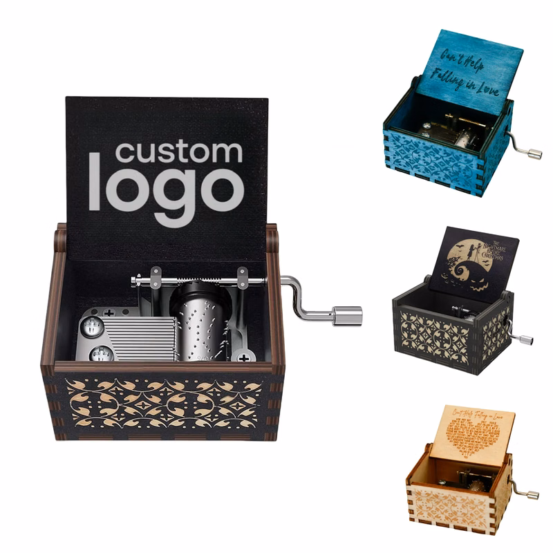 Wooden Hand - Crank Music Box Custom Logos Memorial Events