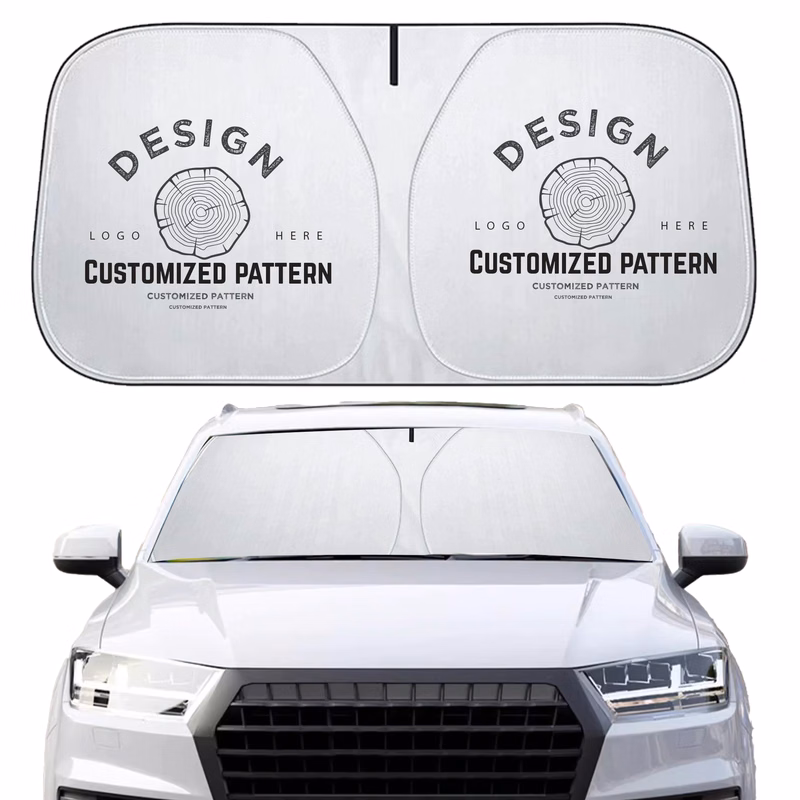 Titanium Silver Automotive Sunshade with Unique Shape
