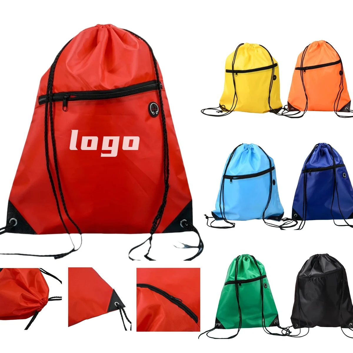 Polyester Drawstring Bags Logo Print Fitness Events 1