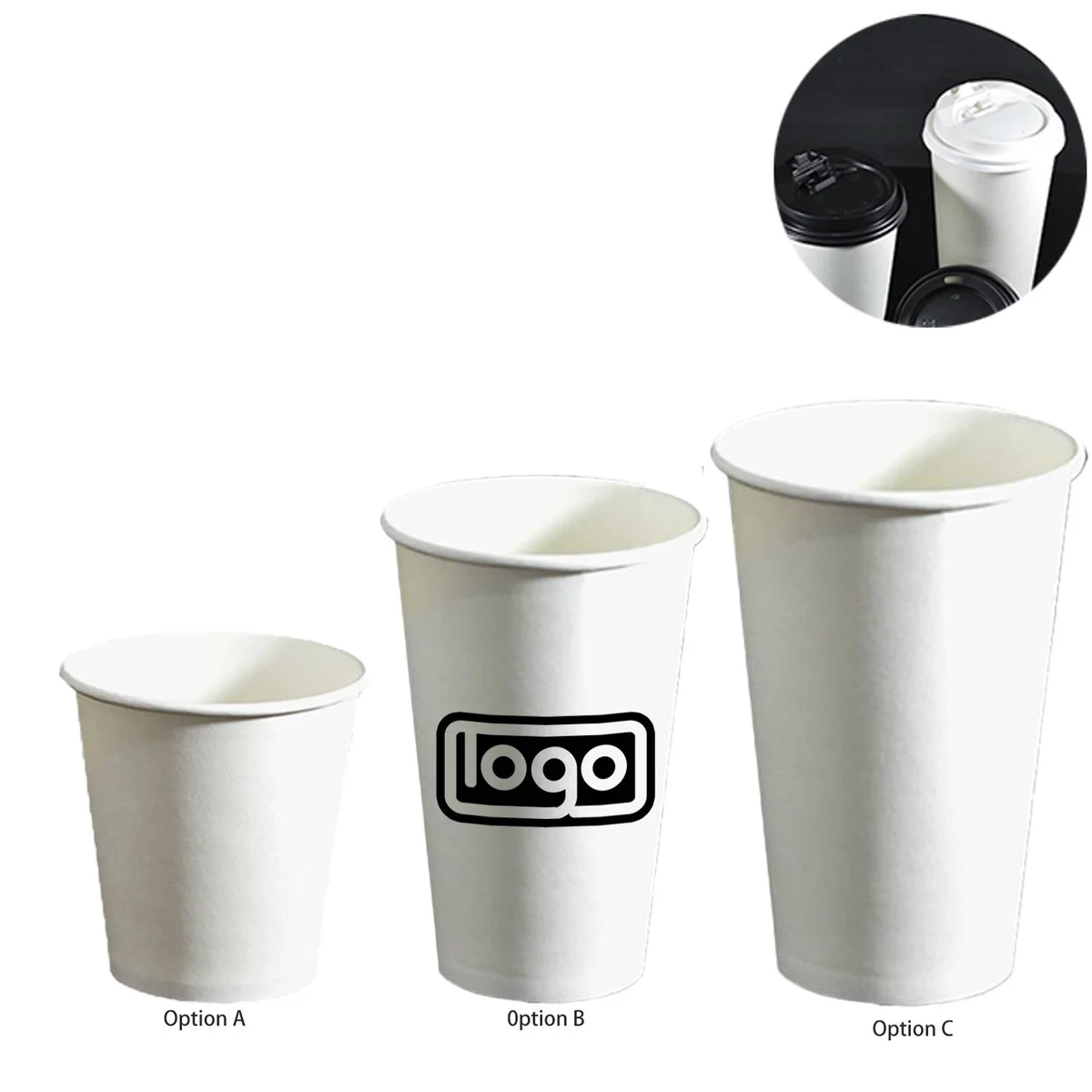 12/16/20oz Disposable Paper Cup with Lid 1