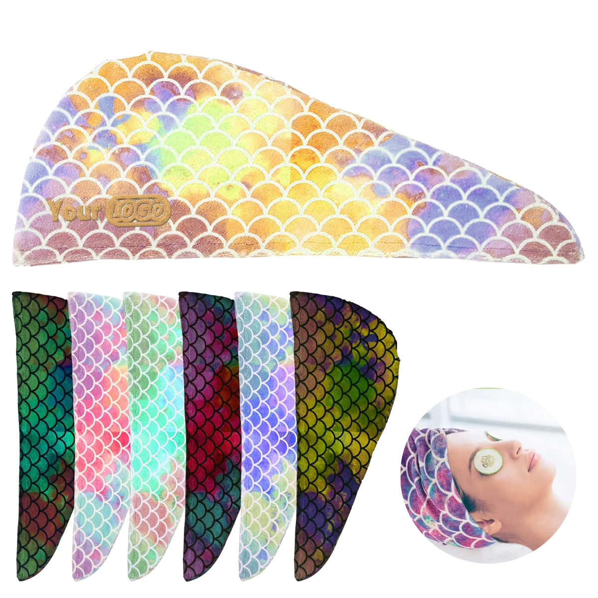 High-Quality Microfiber Material Mermaid-Patterned Quick-Dry Hair Turban 1