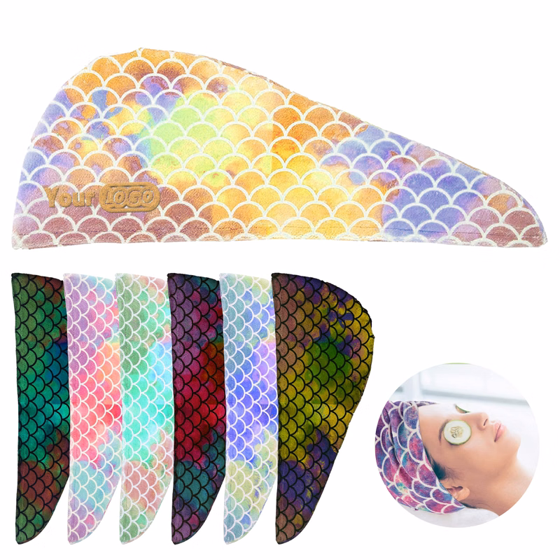 High-Quality Microfiber Material Mermaid-Patterned Quick-Dry Hair Turban