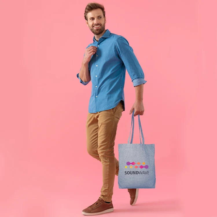 Super Sale- Best Selling Blue Color Tweed Cotton Tote, custom tote bag with logo imprint 1