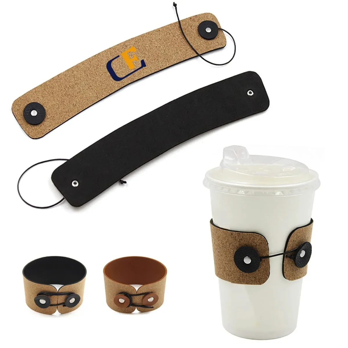 Cork PU-Leather Coffee Cup Sleeves 1