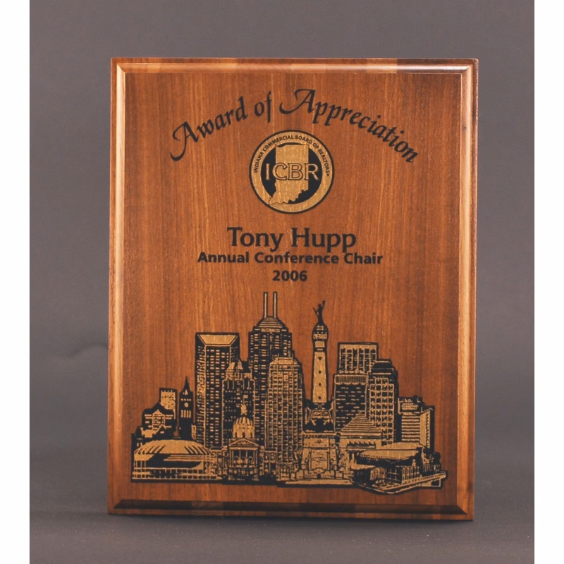 Walnut Plaque With Foil Highlights