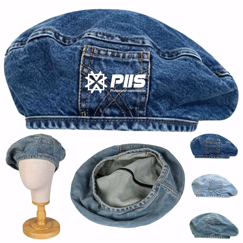 Versatile Vintage Denim Beret Hat