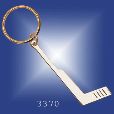 GOLD PLATED HOCKEY STICK KEYRING 1