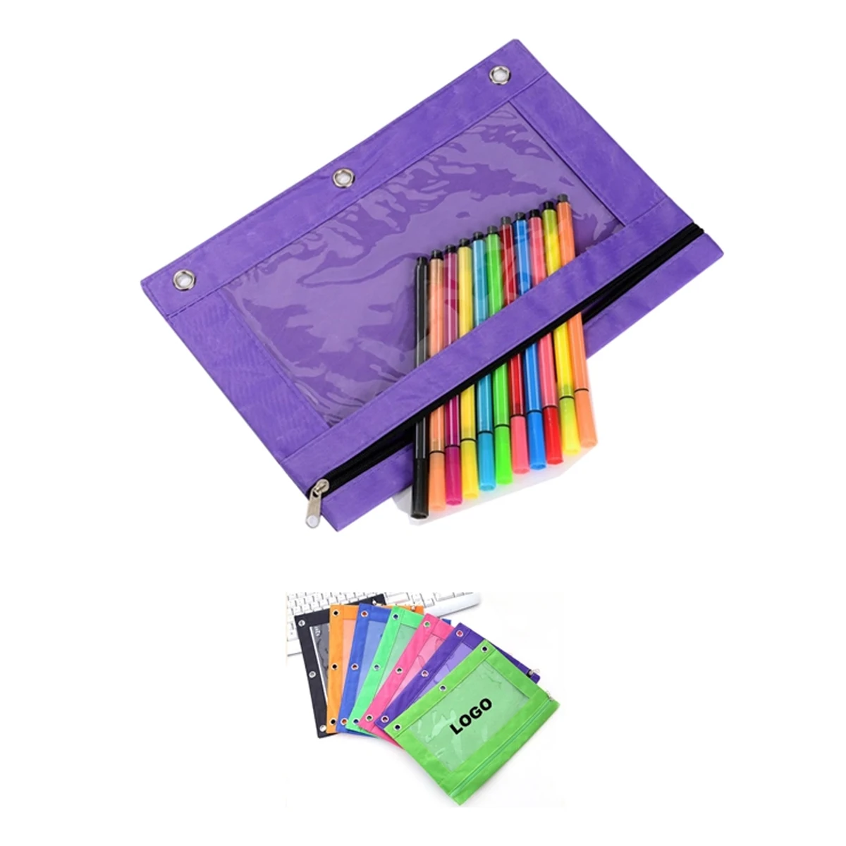 Oxford Fabric Zipper Storage Bag with Clear Window 1