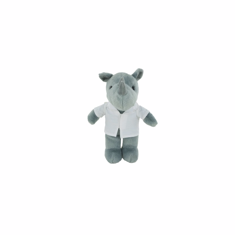 Plush Rhino with White Doctor Jacket