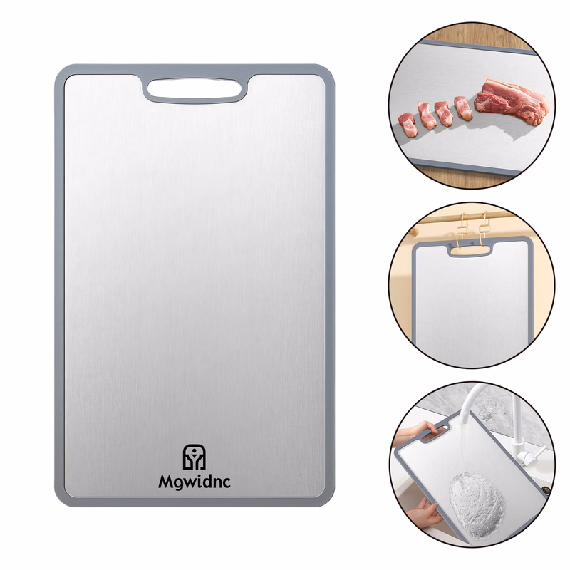Small Non-Slip TPR Edge 316 Food Grade Stainless Steel Cutting Board