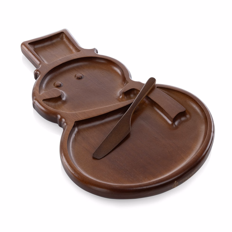 Reversible Snowman Sectioned Serving Tray with Knife