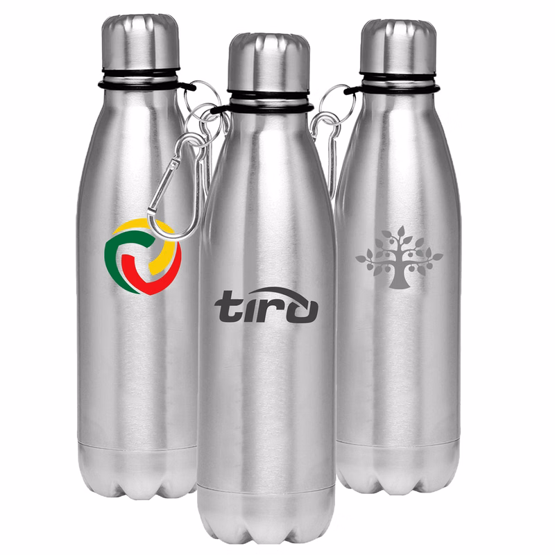 26 Oz Stainless Steel Sports Water Bottle w/ Carabiner Hook