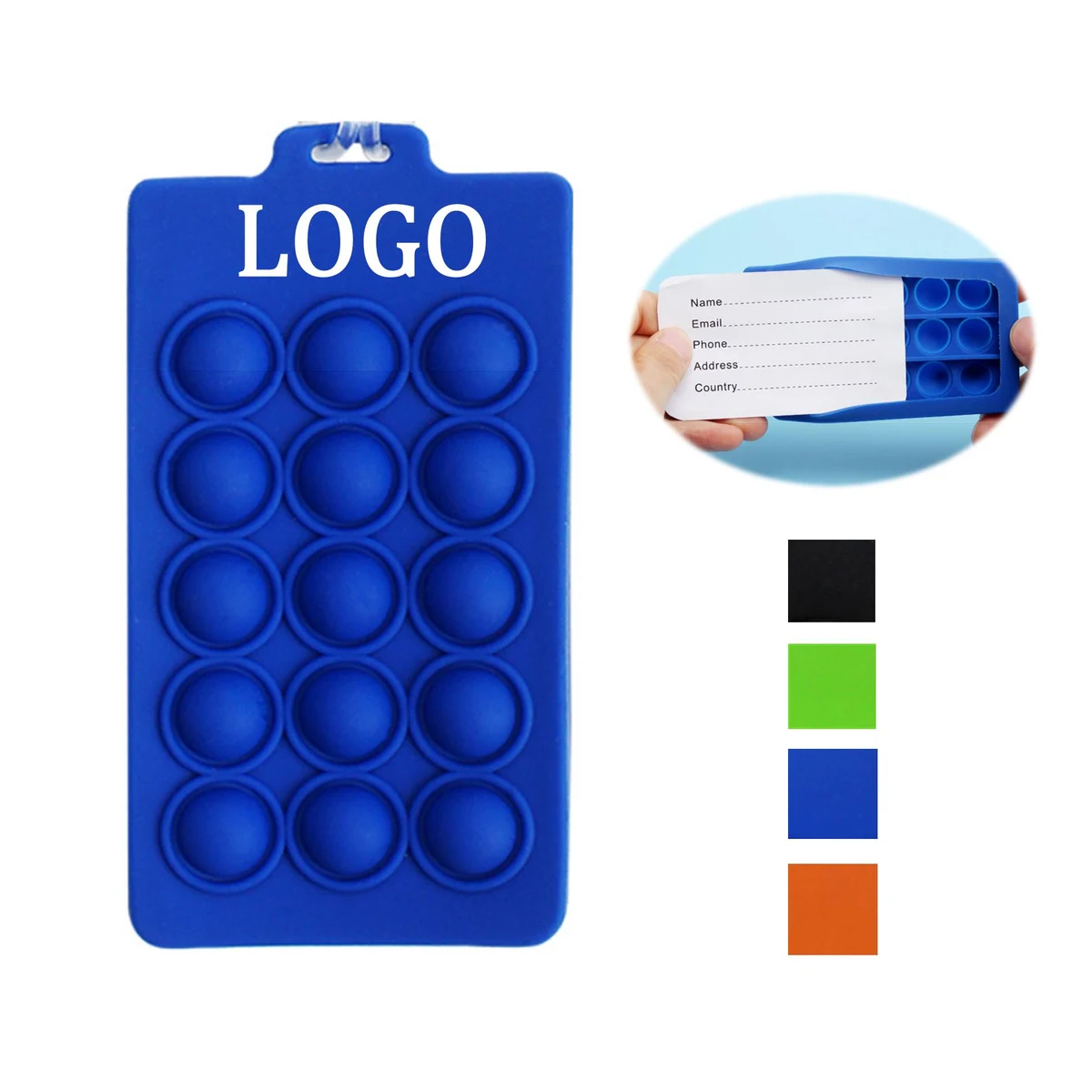 Silicone Push Bubbles Fidget Luggage Tag 1