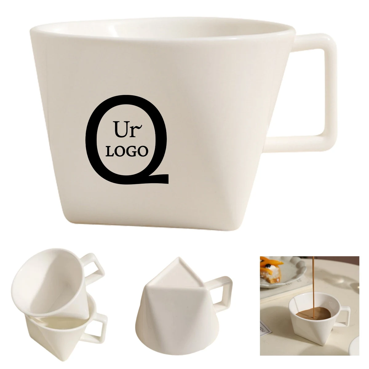 6.4Oz Triangular Ceramic Mug 1