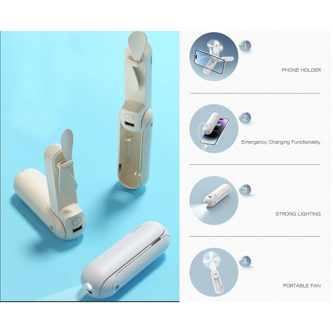 Multifunctional USB Mini Handheld Folding Fan 1