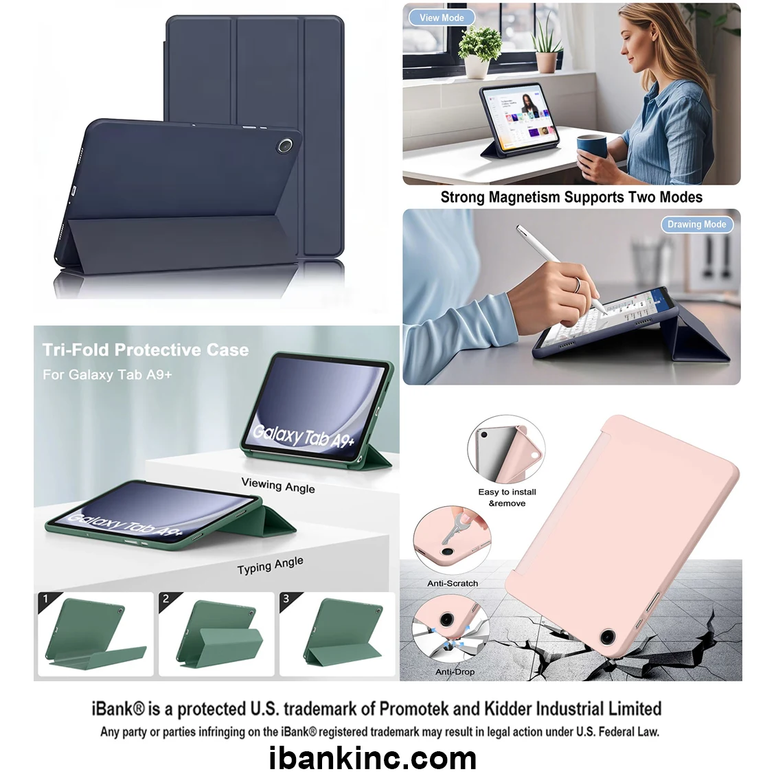 iBank ® Smart Cover Case compatible with Galaxy Tab A9+/A9 Plus 11 inch 1
