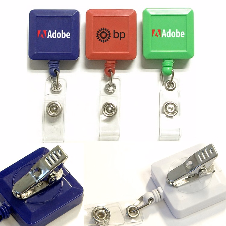 Retractable Badge Holder with swivel alligator clip on Back