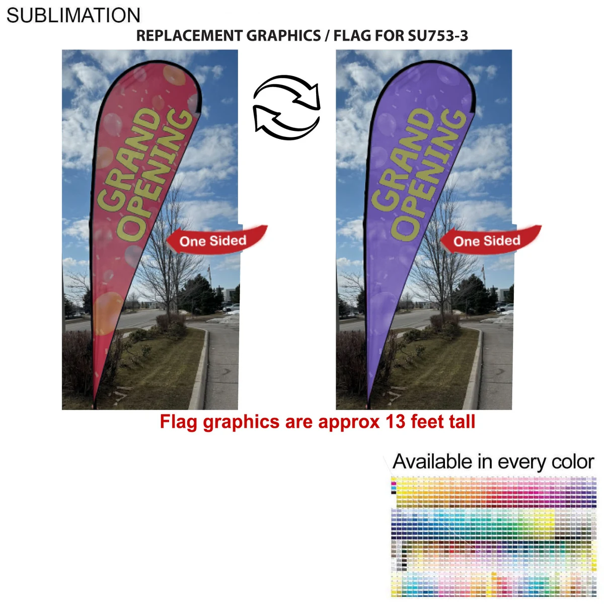 Replacement Flag for 16' X-Large Tear Drop Flag Kit, Full Color Graphics One Side 1