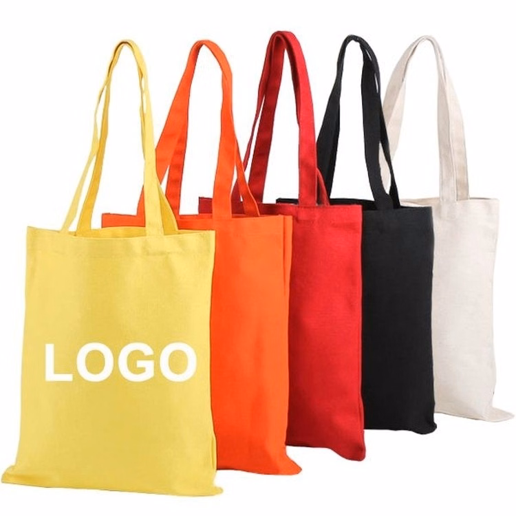 Cotton Canvas Logo Shopping Tote Bag - 13.78"x15.75"