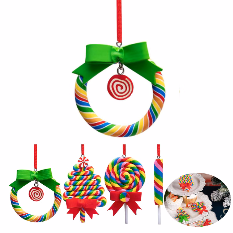 Colorful Rainbow Lollipop Hanging Christmas Ornaments