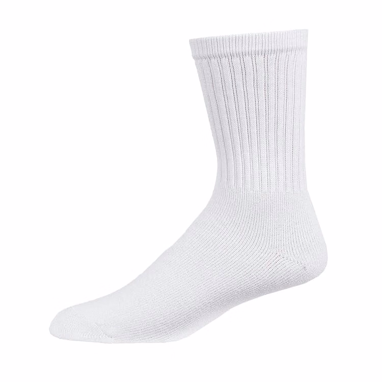 Adult Crew Sports Socks - White Size 10-13