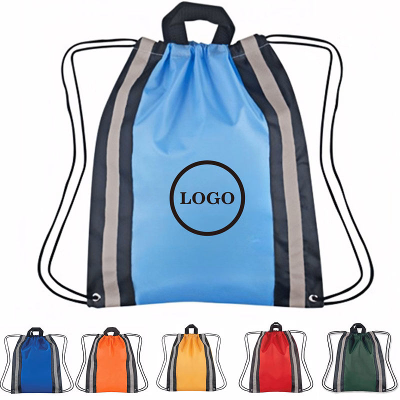 Reflective Drawstring Sports Bag for Night Safety