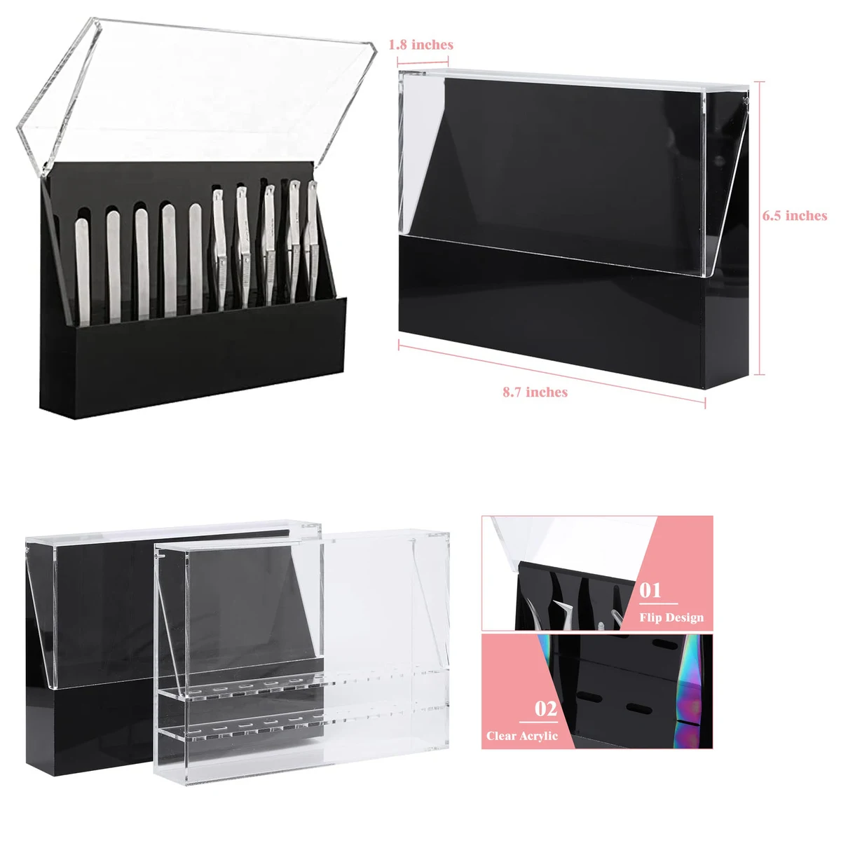 Eyelash Extensions Black Lash Tweezer Stand with Cover 1