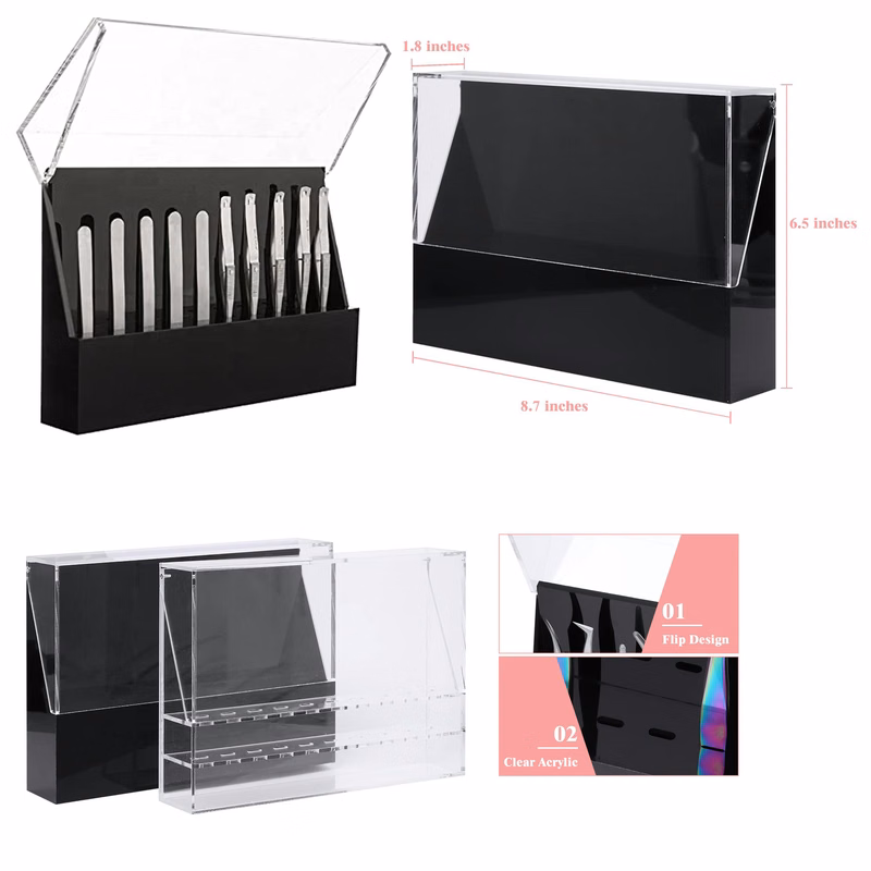 Eyelash Extensions Black Lash Tweezer Stand with Cover